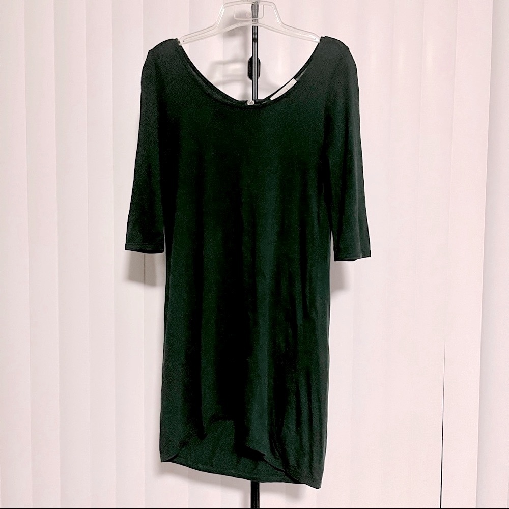 Zara Green Soft Cotton Blend Pullover Dress with Zipper Back
